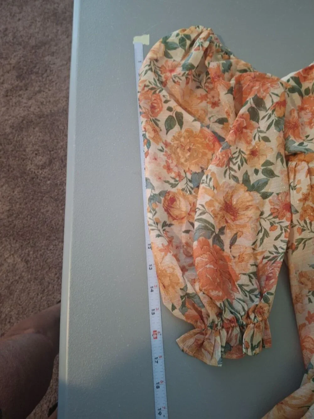 Storia Floral Maxi Dress S Orange Puff Sleeve Cottagecore Prairie Romantic Boho